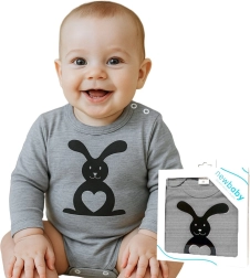 NEW BABY Long-Sleeve Infant Bodysuit Little Animal Bunny, Grey