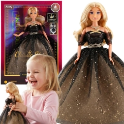 Woopie Royal Lily nukk must-kuldse kleidiga, 30 cm