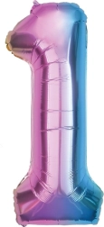 Vikerkaarevärviline fooliumõhupall number 1, 85 cm