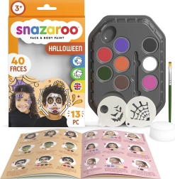 Snazaroo komplekt 8 näo- ja kehavärviga koos Halloween’i šabloonidega