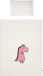 3-osaline beebivoodipesukomplekt BELISIMA Dino 3D koore‑roosa 100 × 135 cm