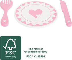 Small foot set of plates with heart cutlery