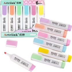 Pastelsed koolitekstid markerid 6 tk
