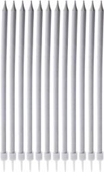 Pikad hõbedased tordiküünlad 14,5 cm, 12 tk