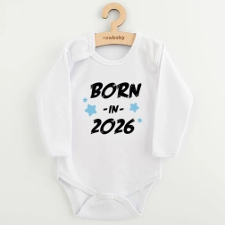 Baby bodysuit with print NEW BABY Born in 2026, blue, size 68 (4–6 months)