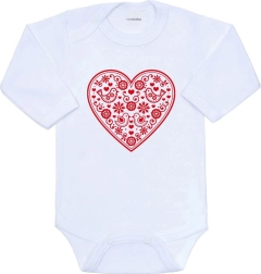 Baby bodysuit with folk pattern red heart NEW BABY