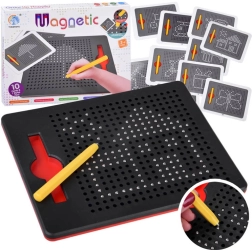 Magnetic drawing board with metal balls and templates
