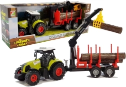 Traktor metsahaagise, palkide ja pööratava noolega