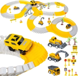 Võidusõiduraja ehituskomplekt autodega, 255 osa, ehitusteema