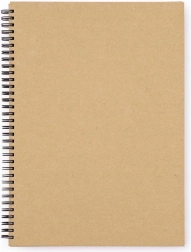 A4 Ring-bound Notebook, kraft with double spiral, laminated covers