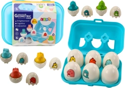 Värviline kuuest geomeetrilisest dinosaurusemunast koosnev komplekt