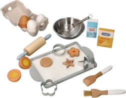 Children's baking set made of wood and stainless steel