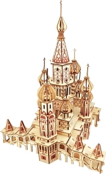 Woodcraft wooden 3D puzzle Saint Basil’s Cathedral – natural