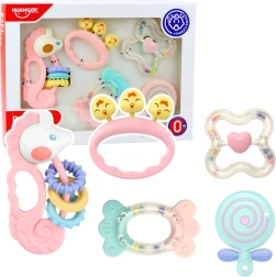Set of Sensory Rattles and Teethers for Infants Pink 5 pcs