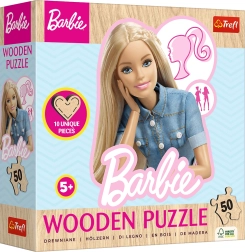 Trefl wooden outline jigsaw puzzle featuring Barbie, 50 pieces