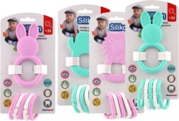 Silikoonist närimislelu loomakujuga ja plastist rõngastega 7–8 cm, värvide miks, 3k+