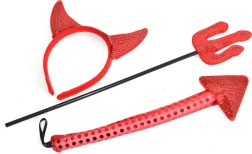 Kuradi karnevalikomplekt kõrvade, saba ja kolmhargiga