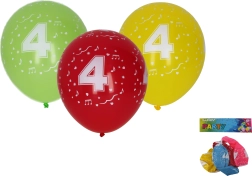 Õhupallid 30 cm numbriga 4 – komplekt 5 tk