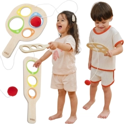 Viga puidust osavusmäng palli püüdmine punktidega