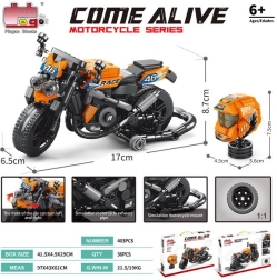 Orange motorcycle block set 403 pcs.