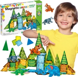Magnetiline ehituskomplekt 3D WOOPIE – džungliloomad, 45 osa