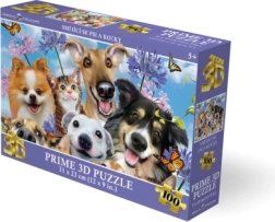3D pusle naervate koerte ja kassidega, 100 tükki
