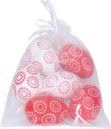 Decorative Plastic Eggs Red-White 4x6 cm