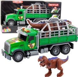 Roheline dinosaurusetransport auto tulede ja helidega