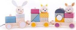 Bigjigs baby puidust järelveetav loomadega rong FSC-sertifitseeritud puidust