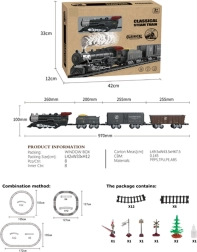 Retro train with lights, sounds and smoke 172 cm