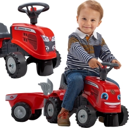 FALK baby tractor BABY MASSEY FERGUSON with trailer and accessories, red