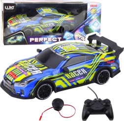 Blue–yellow sports RC car with lights and sounds