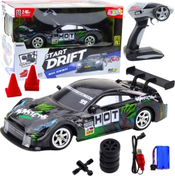 RC driftivõistlusauto must-roheline 30 km/h 1:16