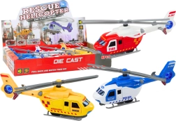 Metallist päästehelikopter hõõrdejõu veoga ja avatavate ustega