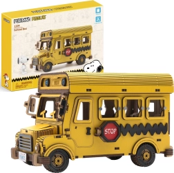 Puremind wooden 3D model of a school bus PEANUTS Snoopy – kit