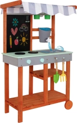 Lulilo Sableto puidust aedköök ratastel tarvikute ja kraaniga