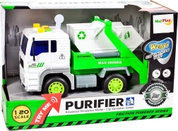 Prügiauto valge konteineriga 1:20, valguse ja heliga