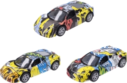 Metallist tagasikeritav graffitiga auto, 9 cm