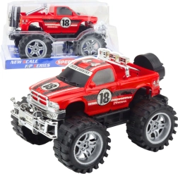 Maastikuauto tagarataste veoga, suured rattad, punane, 27 cm