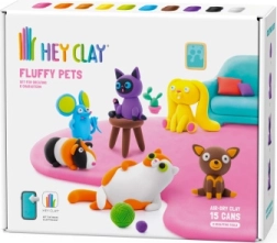 Hey Clay loominguline komplekt Fluffy Pets – armsad lemmikud kergest õhukuivavast massist (15 topsi)