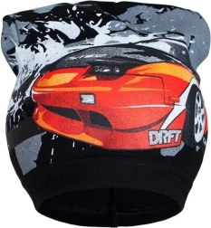 New Baby children's spring hat with car motif, black