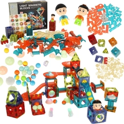 Magnetilised ehitusklotsid valgustuva kuulirajaga – 202 tk