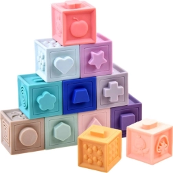 Set of soft textured silicone PIXINO blocks – 12 pcs