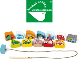 Cubika nöörile lükitavad puidust sõidukid