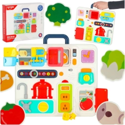 Montessori manipuleerimislauake köögielementide ja õppekellaga