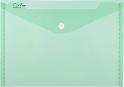 Polypropylene press-stud document wallet A4 Opaline, green (180 µm, 5-pack)