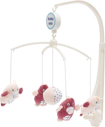 Baby Mixi roosa voodikarussell mutikestega