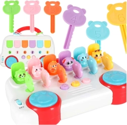 Musical Educational Bus with Keys and Pop-Up Animals