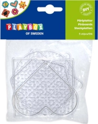 Pegboards for ironing beads PLAYBOX – shape set, 5 pcs