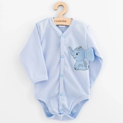 Infant full-opening long-sleeve bodysuit NEW BABY Happy Elephant, blue
